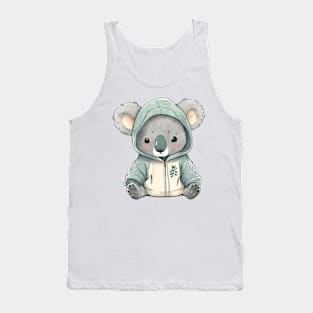 Cartoon Koala Wearing Hoodie Tank Top